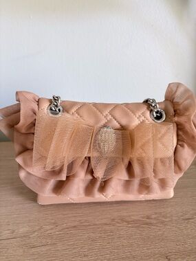Kurt Geiger Quilted Ruffle Crossbody Bag - Blush Pink